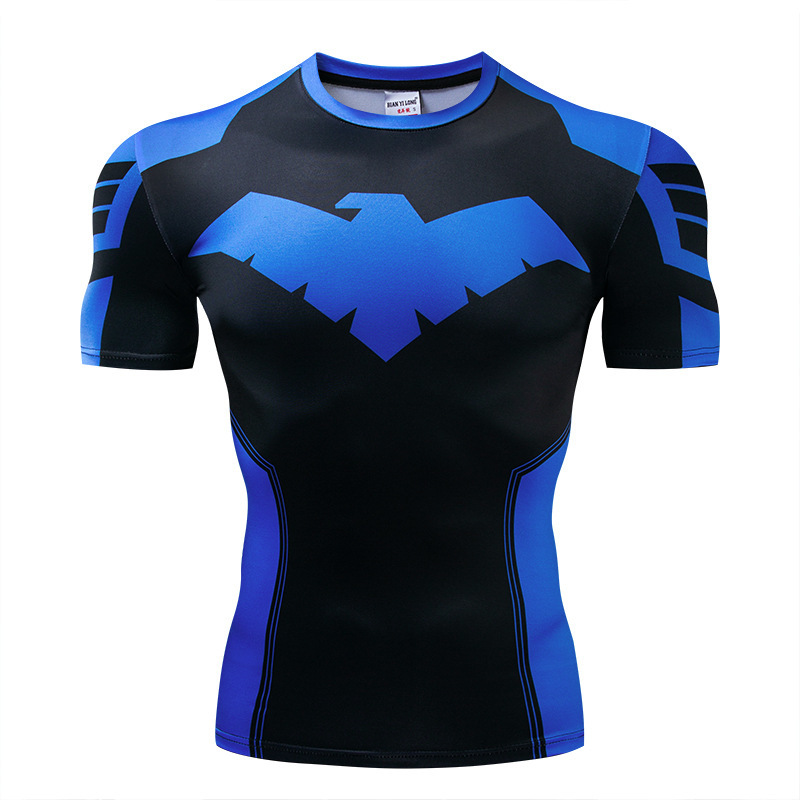 Dc Justice League Batman Nightwing Robin 3D Short-Sleeved Quick-Drying Running Sports Tight-Fitting Fitness Clothing T-Shirt Cos Dc Justice League Batman Nightwing Robin 3D Short-Sleeved Quick-Drying Running Sports Tight-Fitting Fitness Clothing T-Shirt Cos