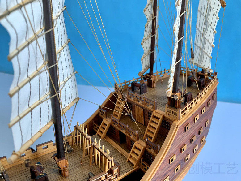 帆船模型 仿真木质郑和号帆船模型成品，中国明代高端全手工船模摆件！这艘“大明