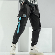 @ Flammable Youth big pocket toe cargo overalls mens and womens models nine-point leisure sports INS tide Haren pants