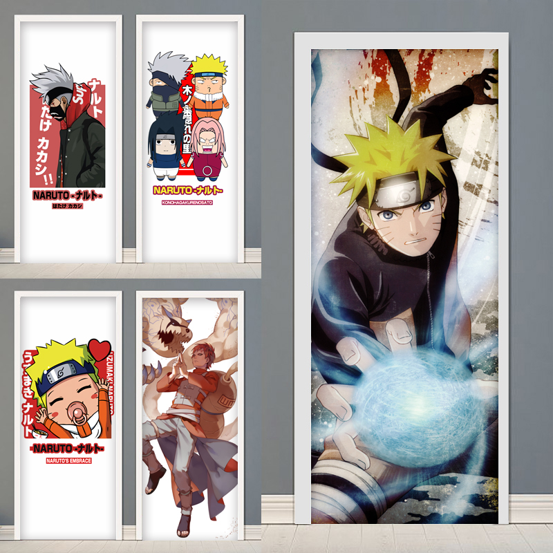 Anime cartoon four generations of Naruto Uzumaki Naruto bag door stickers whole wooden door refurbished self-adhesive glass door stickers