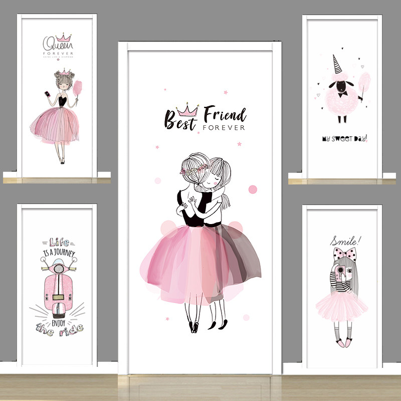 Dance training classroom decoration bag door sticker whole wooden door renovation girl personality room glass cabinet sticker