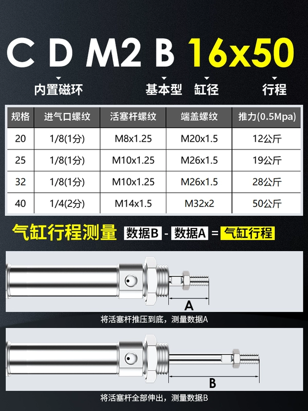 cấu tạo xy lanh khí nén Xi lanh khí nén mini inox CDM2B20-25/25/32/40-25*50/75/100-150-200-S xi lanh khí nén ckd xi lanh khí nén ckd