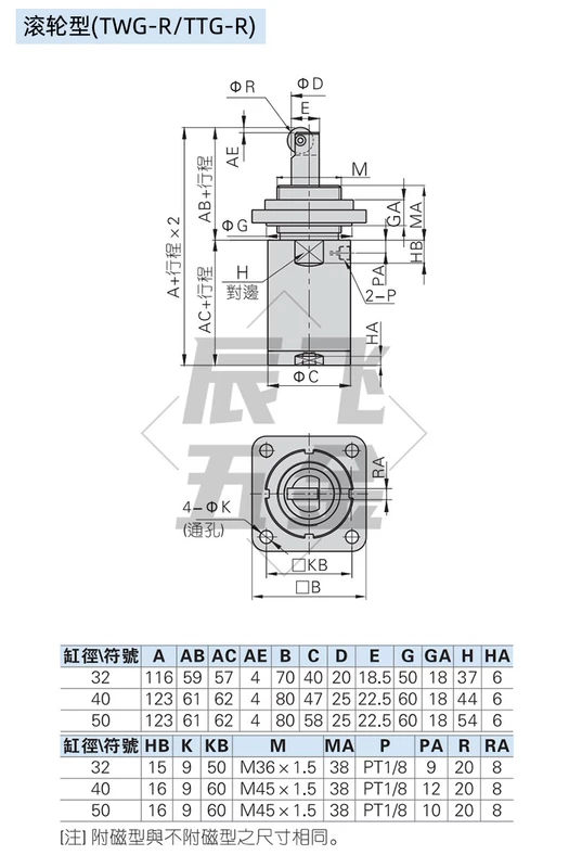 Xi lanh chặn TWG 32/40/50*10-15/20/25/30SC-BRK Bộ chặn dây chuyền lắp ráp có khóa xi lanh khí nén thủy lực xi lanh khí nén parker