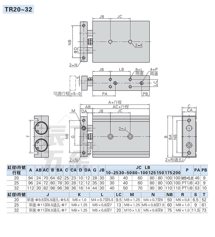 Xi lanh hai thanh khí nén nhỏ TR6/10/15/20/25/32-10X20X25X30X40X50X70S báo giá xi lanh khí nén xi lanh khí nén giá rẻ