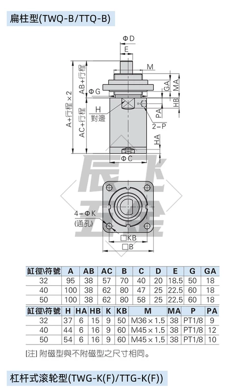 Xi lanh chặn TWG 32/40/50*10-15/20/25/30SC-BRK Bộ chặn dây chuyền lắp ráp có khóa xi lanh khí nén thủy lực xi lanh khí nén parker