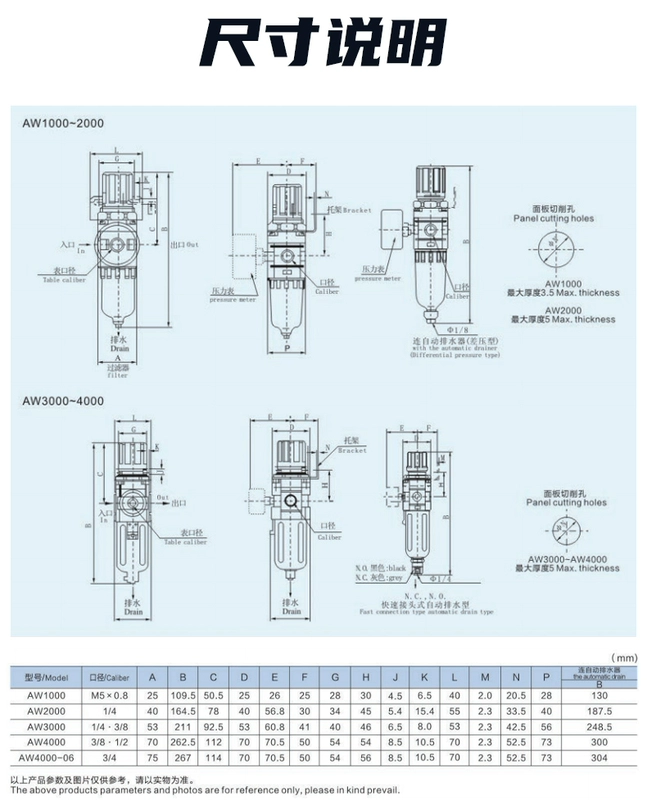 AC3010-03 Bộ xử lý nguồn không khí lọc máy nén khí thoát nước tự động van giảm áp tách dầu-nước lọc đôi ac2010 02 bộ lọc dầu khí nén