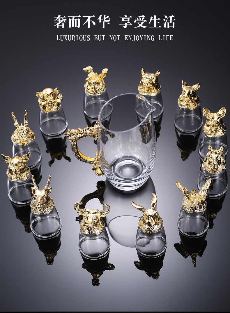 12 ly rượu vang trắng Zodiac Zodiac Bộ ly 12 ly nhỏ cao cấp - Rượu vang ly rượu vang rona