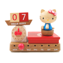 Jeancard calendrier perpétuel KT chat Taiwan calendrier de bureau en bois ornement envoie filles mignons cadeaux danniversaire de noël