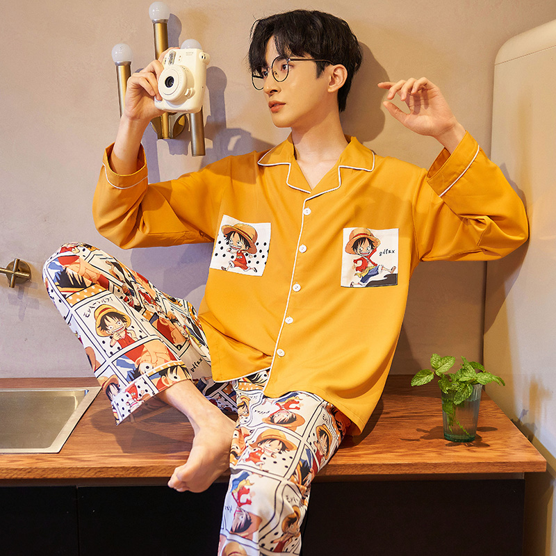 Pajamas Ice Screen Summer Long Sleeve Spring and Autumn Teen Cartoon Silk Summer Air Conditioning Small Clothes