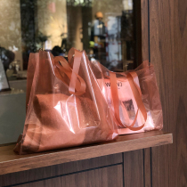 Shoulder back handbag Electro Light Blue Sunset Day Orange Transparent Clothing Shop Packaging Plastic Clothes Beat Bag With Gift Customization