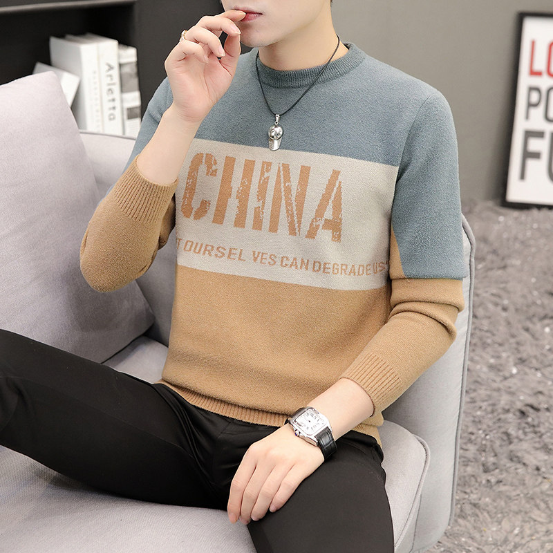 Winter men sweater round neck sweater men's 2021 new casual loose knitted pullover warm long sleeve coat tide