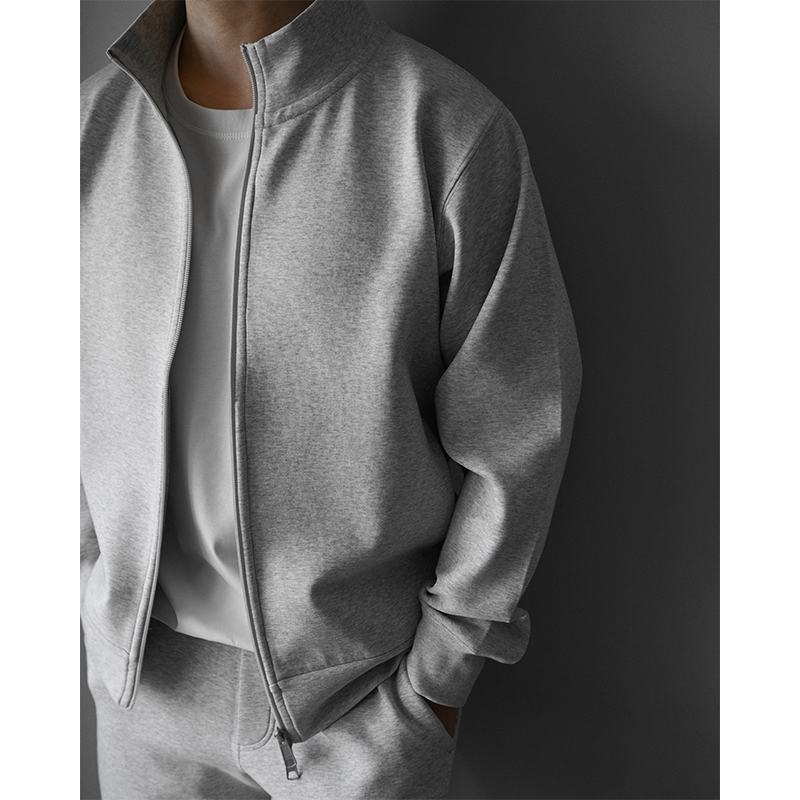 High-End Sweatshirt and Sweatpants Set for Men, Double-Sided Cotton Air Layer, Loose Fit, Double Zipper, Gray Stand-Up Collar, Hooded, for Spring and Autumn High-End Sweatshirt and Sweatpants Set for Men, Double-Sided Cotton Air Layer, Loose Fit, Double Zipper, Gray Stand-Up Collar, Hooded, for Spring and Autumn