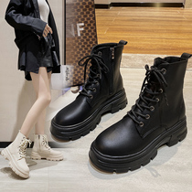 Martin boots female spring and autumn 2021 new black work shoes short tube English style single shoes waterproof thin small man