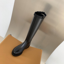 (riders boot ceiling) rear zipper genuine leather high cylinder boots female spring autumn new ann long cylinder boots thick bottom horse boots