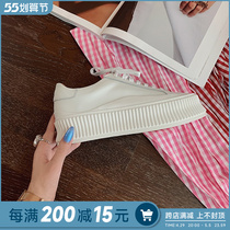 Pine Cake Thick Bottom Cookies Shoes Women 2022 Spring New Genuine Leather Heightening Small White Shoes Light Sport Casual Shoes