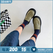 Paos home heightening the thick bottom genuine leather Inrenlerfoe shoes women 2022 Spring new pine pastry retro little leather shoes