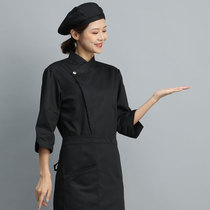 Chefs overalls Womens seven-point sleeves summer black chefs clothes short-sleeved restaurants restaurants kitchens long sleeves