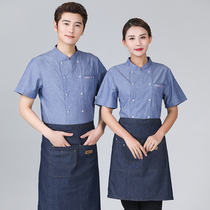 Chefs clothing short-sleeved summer high-end chefs overalls breathable set catering hotel kitchen tooling customization
