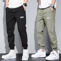 Summer thin casual pants mens straight loose Harlan foot ankle-length pants mens trend sports long pants tooling