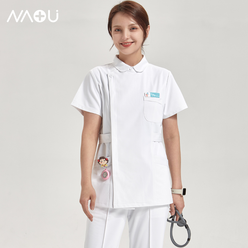 Southern European Anti-Static Nurse Uniform Two-Piece Set, Short-Sleeved Jacket for Women, Medical Staff Work Uniform, Pharmacy Uniform, Long-Sleeved