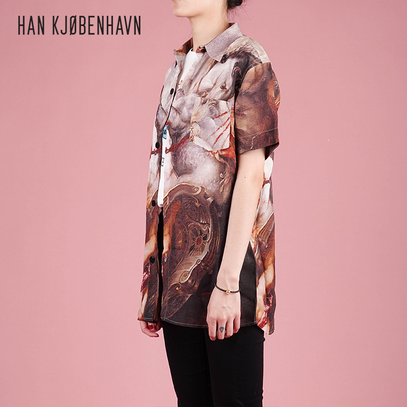 Han Kjobenhavn Bắc Âu Niche Nhãn hiệu Renaissance Retro Loose Sleeve Shirt Sym