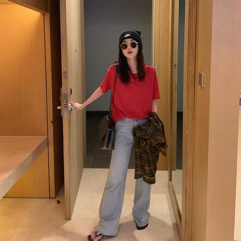 Zhang Bebebell (spot) Korean version wide pants female spring high waist jeans straight cylinder old daddy pants