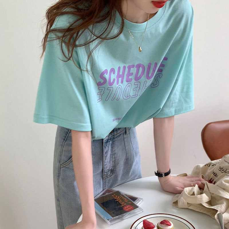 ins Super Popular Short-Sleeve T-Shirt for Women, New Summer Korean Style, Trendy Oversized Loose Half-Sleeve Top