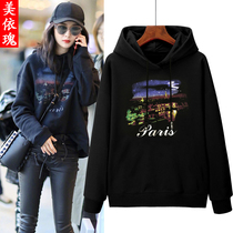 Hooded sweater womens 2019 autumn and winter new fashion thickened and velvet top loose Korean bf lazy wind ins tide