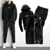 Бархатная толстовка, зимний комплект для отдыха, куртка с капюшоном, утепленный пуховик, 3 предмета