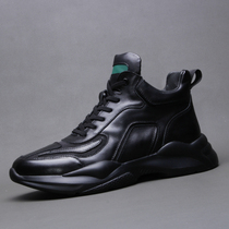 Mens shoes 2021 new autumn leather Martin boots mens Korean version of the trendy thick bottom increased head layer cowhide high top shoes men