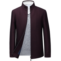 Middle-aged and elderly mens casual jacket Spring and autumn middle-aged mens stand-up collar jacket Dads autumn thickened clothes