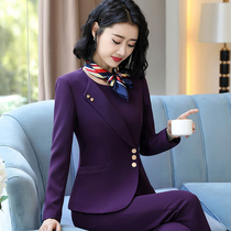 Hotel overalls female autumn and winter stewardess uniform hotel front desk cashier fashion suit professional suit tide