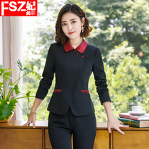 Hotel uniform overalls autumn and winter clothes front desk cashier set female hotel waiter long sleeve suit two-piece suit