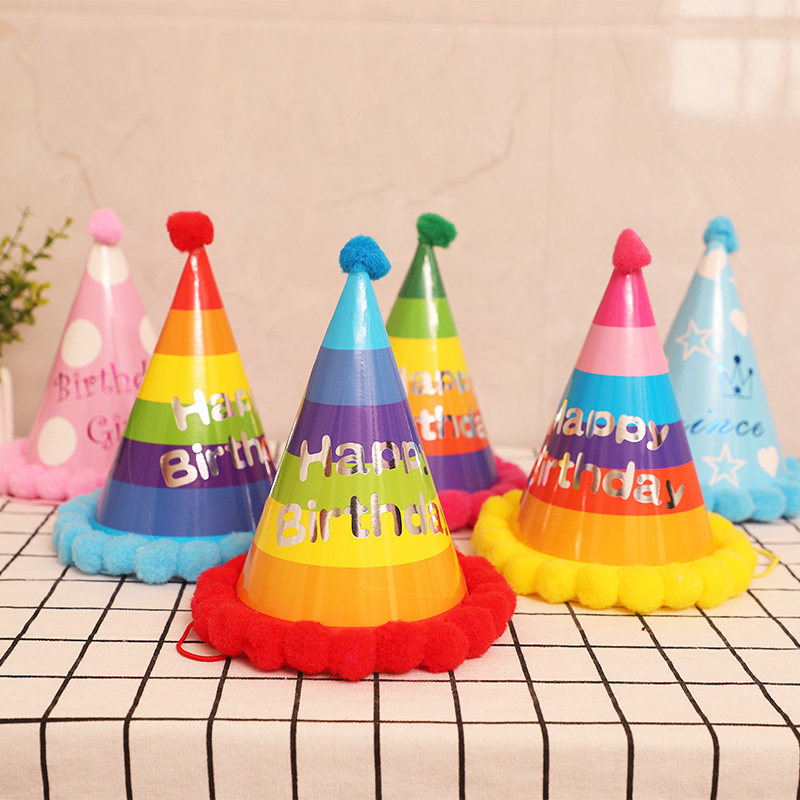 Baby Birthday Hat Party Supplies Round Ball Hat Prince Princess Hat Birthday Children Triangle Hat Birthday Dress
