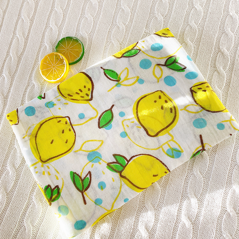 Thin / Big Lemon / Double Layer Cotton Cloth Towelmuslin baby Gauze Bandage summer Thin Cuddle quilt primary baby package Envelop summer Small quilt Blanket