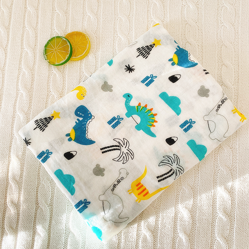 Thin / Christmas Dinosaur / Double Layer Pure Cotton Cloth Towelmuslin baby Gauze Bandage summer Thin Cuddle quilt primary baby package Envelop summer Small quilt Blanket