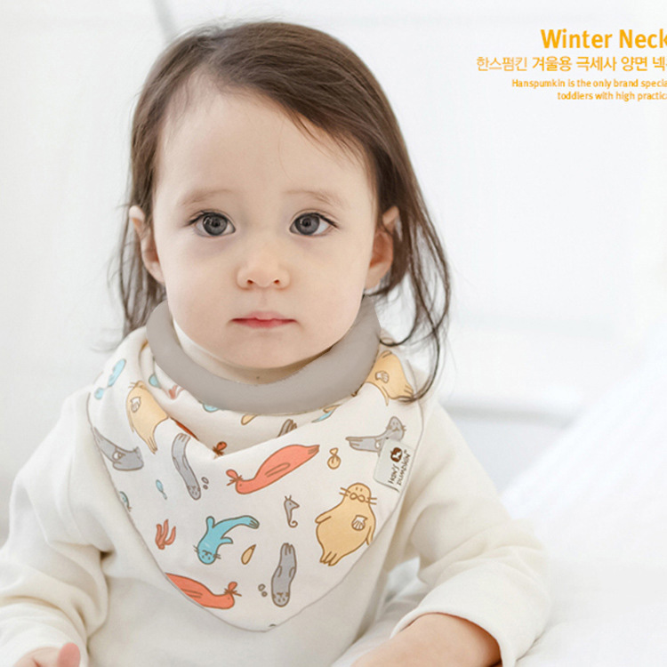 Dini Doudou baby velvet triangle towel Baby saliva towel Winter thick children's bib 0-5 years old scarf
