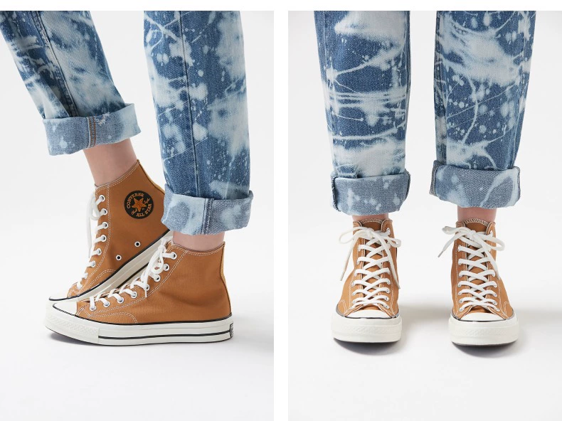 Converse Converse Chuck 70 giày vải cao cổ retro giày thêu phẳng màu vàng 2019 mới - Plimsolls