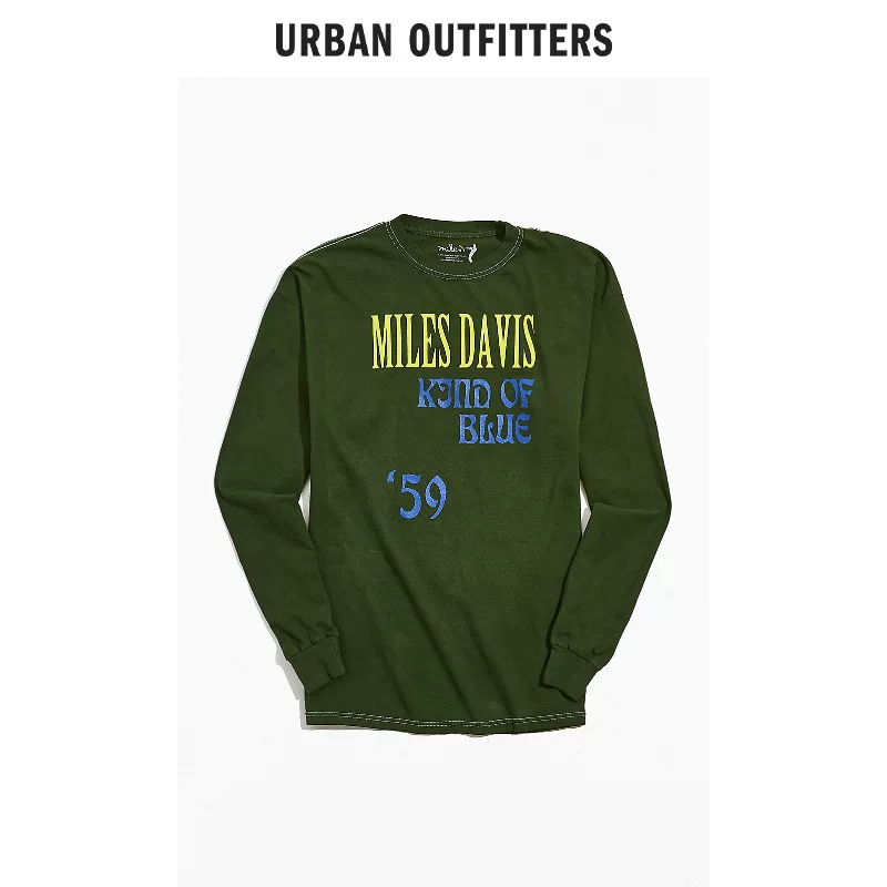 Футболка с длинными рукавами с принтом по мотивам Майлза Дэвиса, Urban Outfitters, мужская стильная крутая футболка
