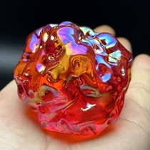 Xinjiang Desert Colorful Glass Meteorite Hand-held Gem Red Raw Stone Strange Stone Collection Handicrafts Follow-the-Shape Circle