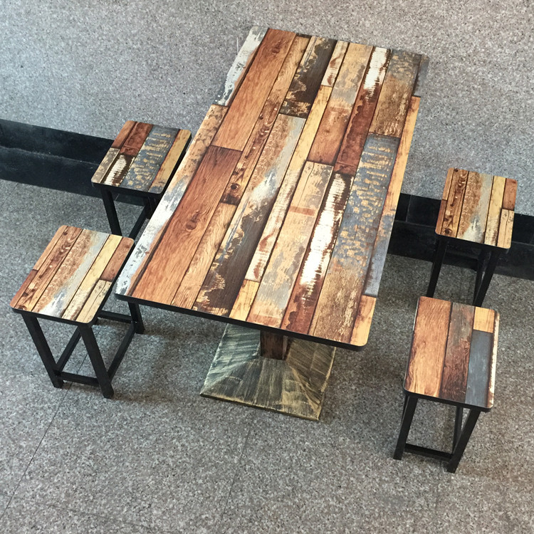 Bàn đơn giản retro, bàn thức ăn nhanh, quầy bar đồ ăn nhanh, bàn ghế kết hợp, căng tin kinh tế, nhà hàng, nhà hàng, bàn ghế - Bàn bàn gấp chân sắt