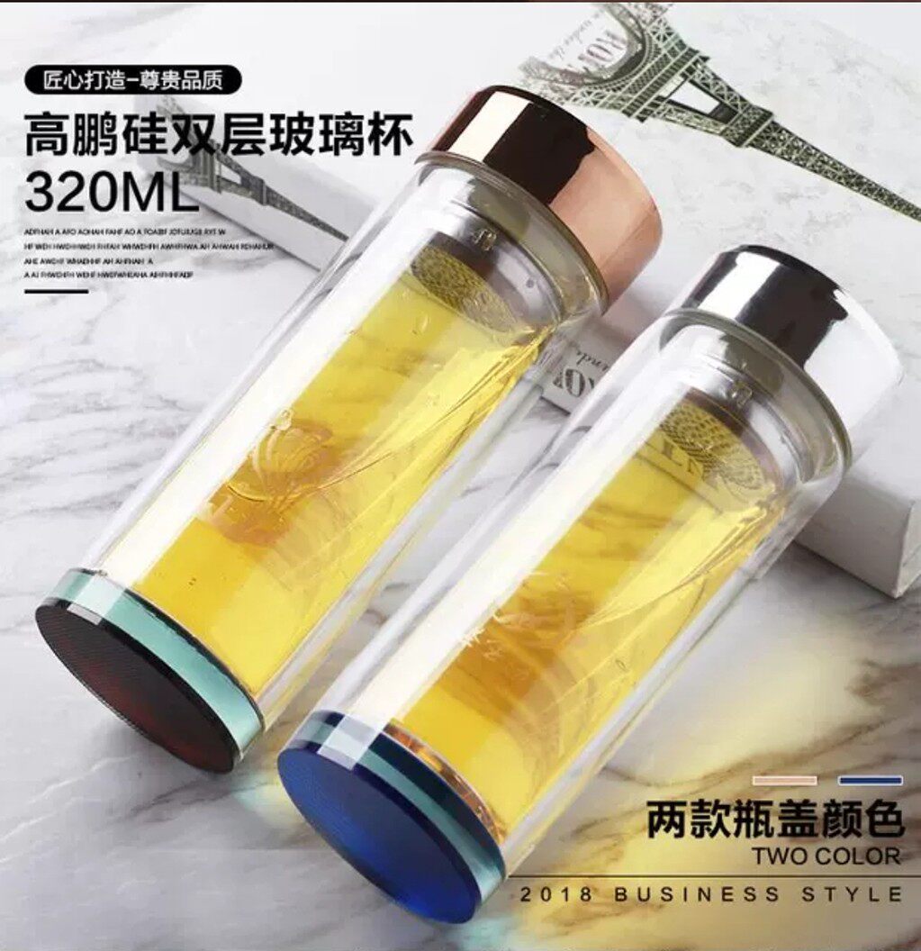 Double-layer glass cup printing custom gift cup custom LOGO tea cup high-end crystal cup will sell gift cup