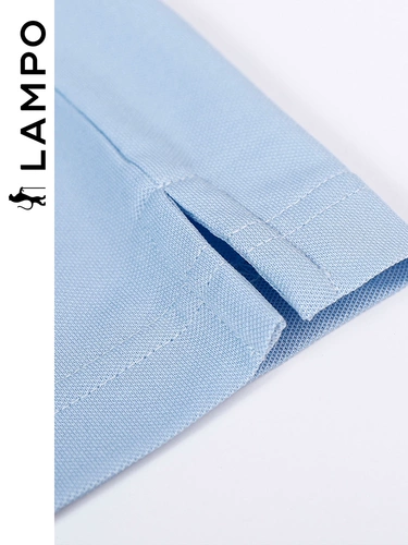[Технология прохлада] Lampo/Blue Panther Short -sleeed T -Fork Male Long Velvet Cotton Coliding, дышащая светло -голубая универсальная рубашка Polo