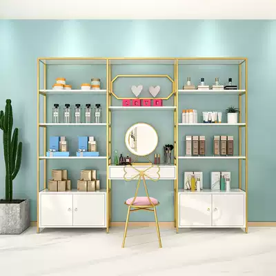 Light luxury beauty salon product display cabinet skin care products shelf cosmetics display cabinet floor nail shelf display rack
