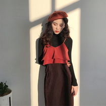 Dress 2020 new womens dress French design sense small super fairy Mori line waist strap skirt autumn