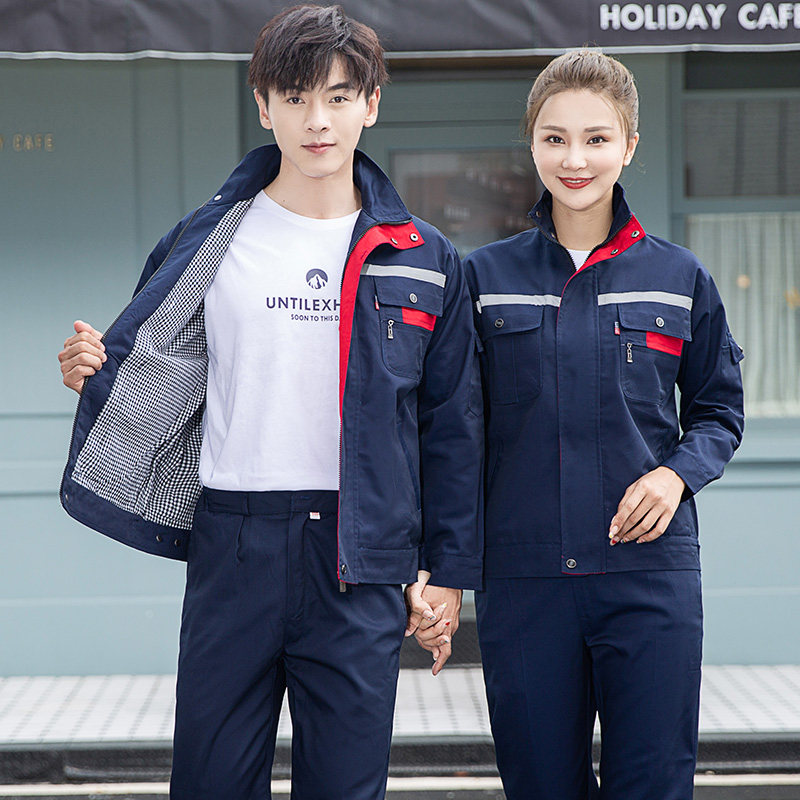 Long sleeve electric welding work suit for men and women Double-layer autumn and winter pure cotton full cotton thickened wear-wear and custom labor conserved