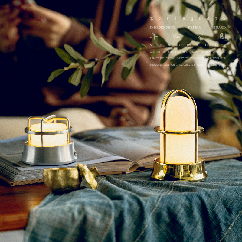 Year Round Park Mansion Shop Retro Brass Outdoor Camping Light Charging Table Lamp Adjustable Light Living Room Bedroom Small Night Light