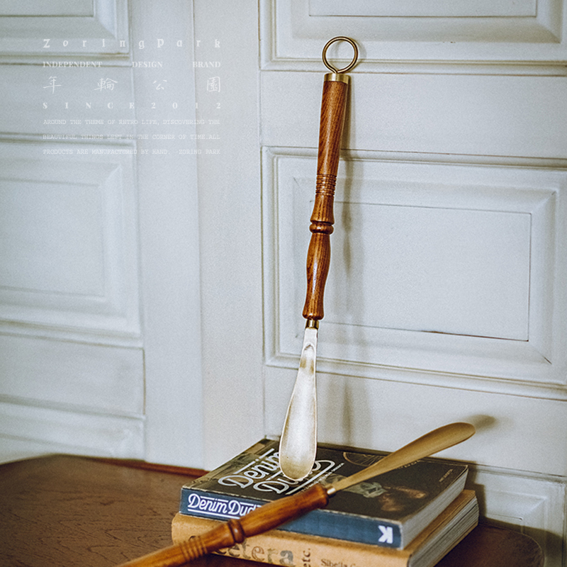 年輪公園 ZORING PARK ホーム ショップ 真鍮製シューホーン レトロ 無垢材 ロングハンドル シューホーン シューホーン