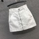 Anti-Exposure White Zipper Denim Skirt for Women 2025 Spring and Summer New High-Waist Slim Large Flap Pocket Pants Hip-Covering Short Skirt