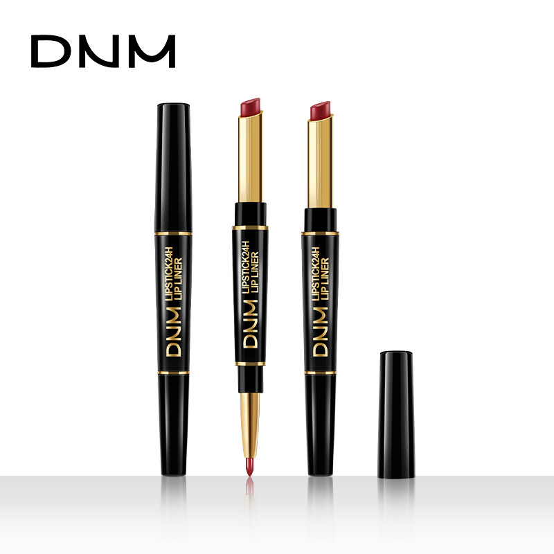 DNM DOUBLE HEAD LIPSTICK WITH RED LIP LINE PEN PEARLS MATT COLOR DISPLAY WATERPROOF WITHOUT FALLING OUT OF CUP ZHU BEADS RECOMMEND THE SAME PARAGRAPH 